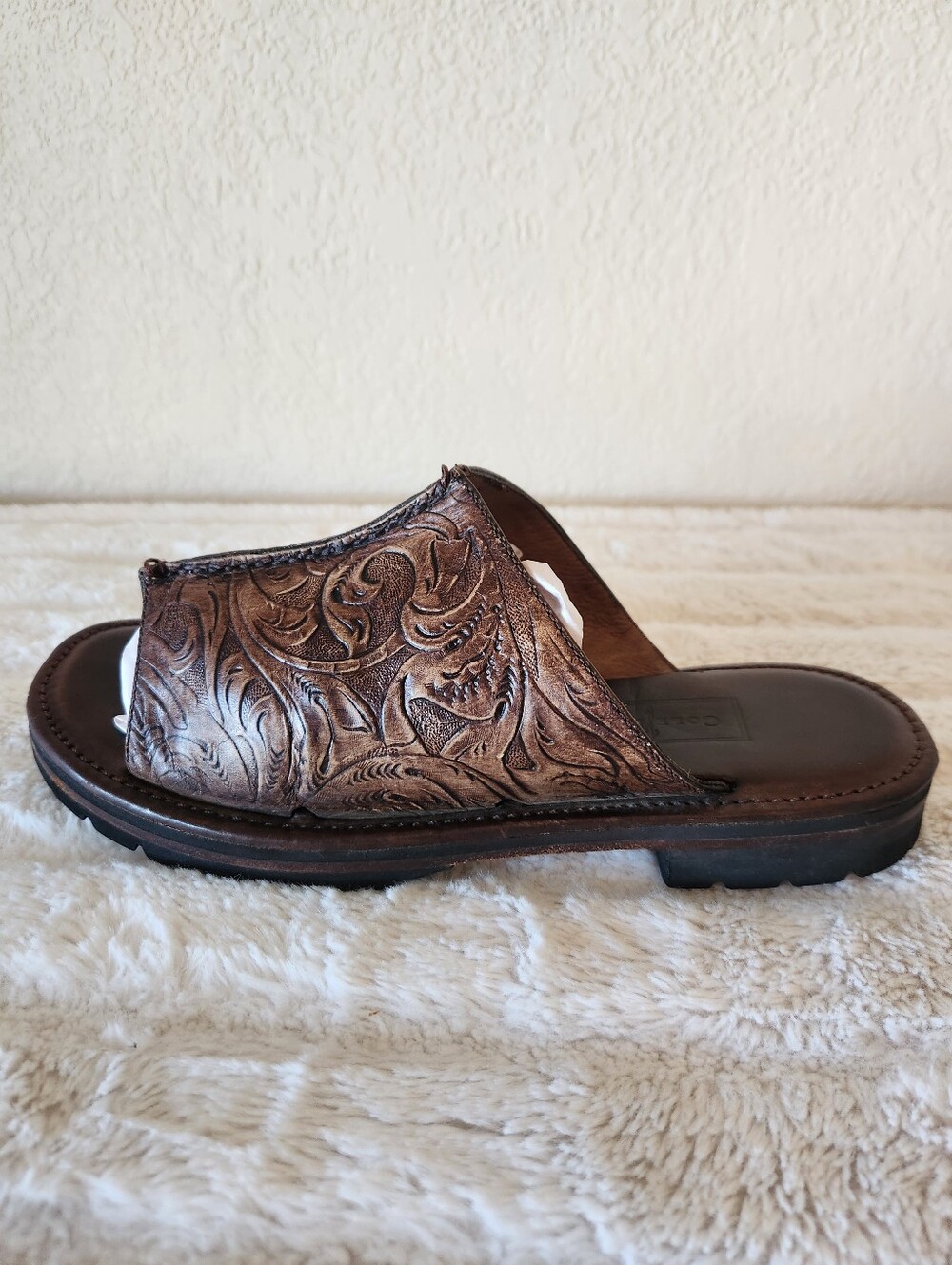 Cole Haan Brown Leather Embossed Sandals/Slides Women's Size 8 - Picture 4 of 16